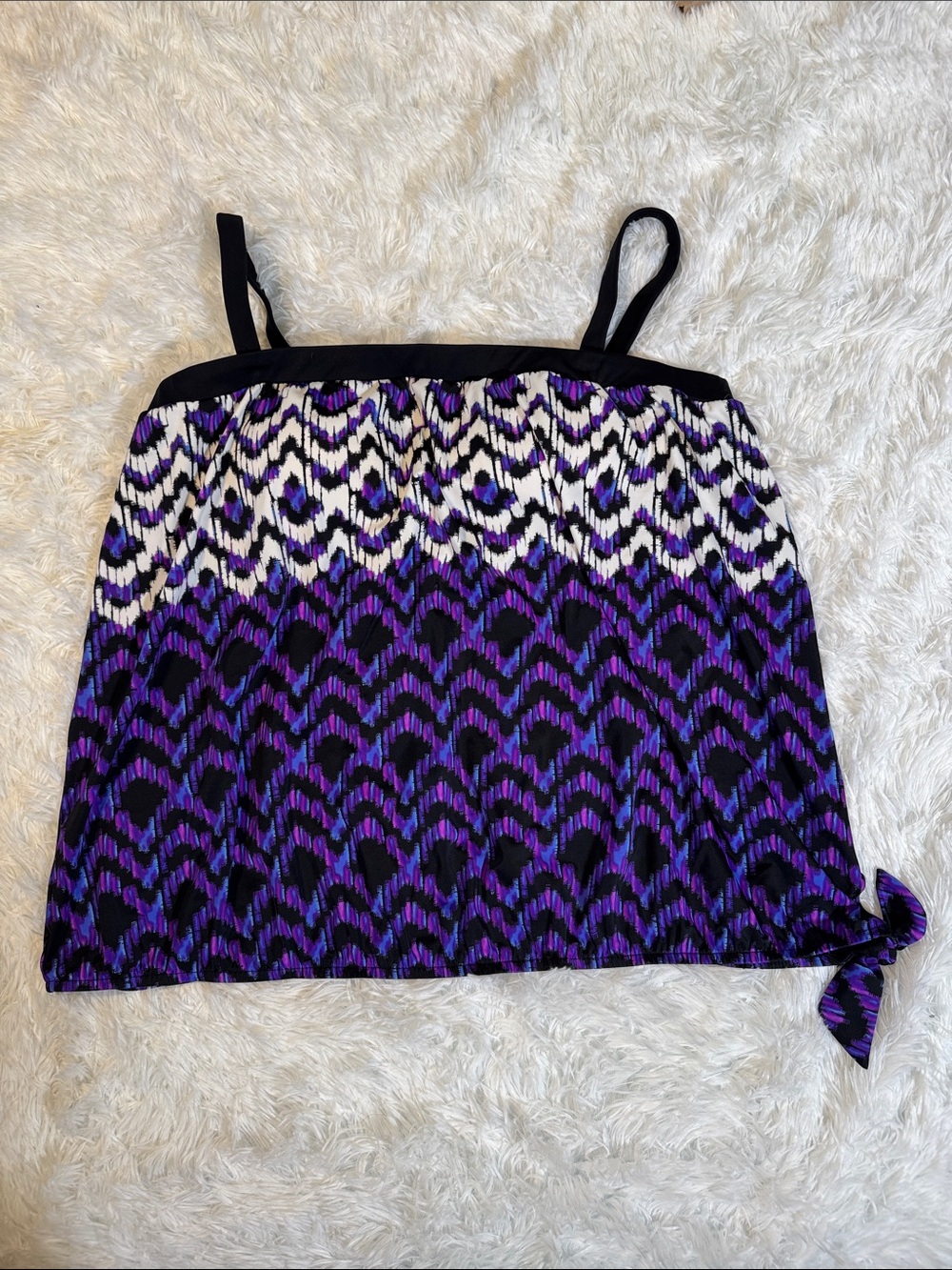 Purple Patterned Women's Swim top  with Side Tie Detail (top ONLY) - Picture 2 of 11